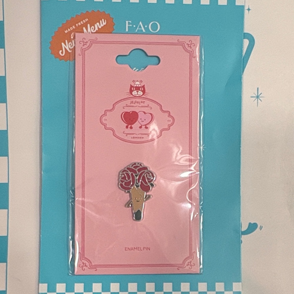 Jellycat Genuine Pink & Red Rose Bouquet Enamel Pin. PURRKS only. Ships next day